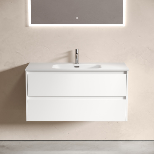 Тумба под раковину Sancos Libra LB100W 99х45х50 подвесная цвет белый - фото 4